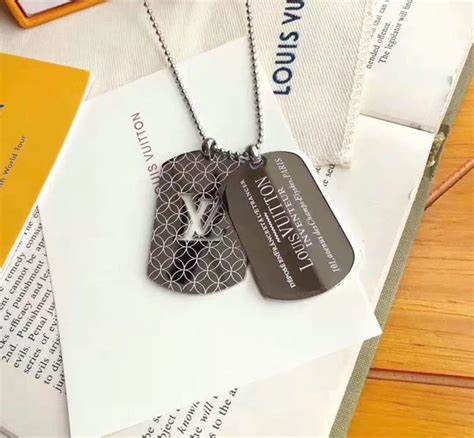 louis vuitton dog tag necklace|Vintage Louis Vuitton Silver Dog Tags .